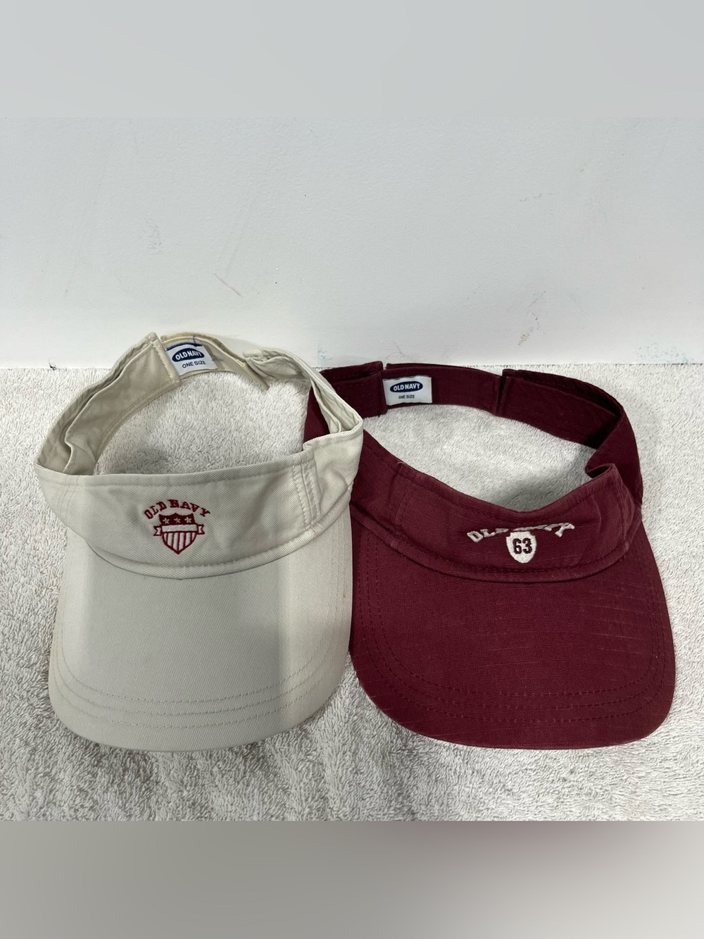 Old Navy Visors (2) one in Maroon and one Cream.